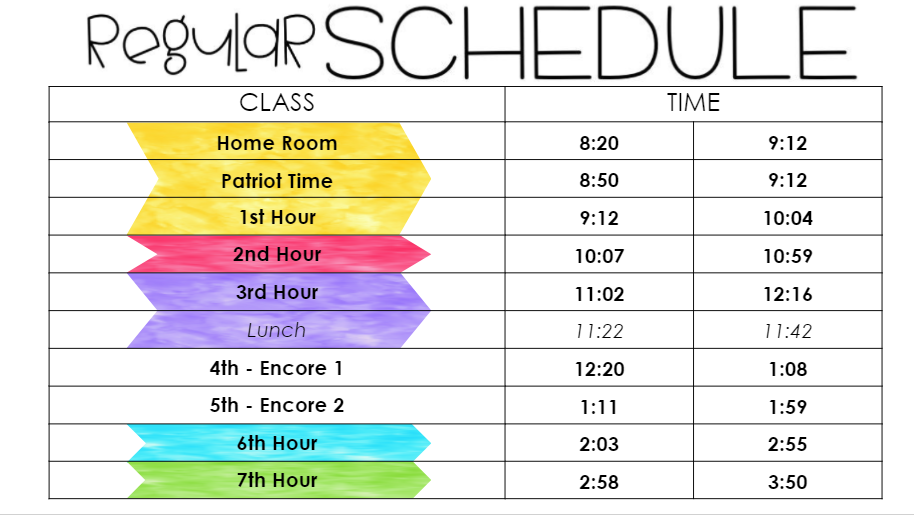 Class schedule 